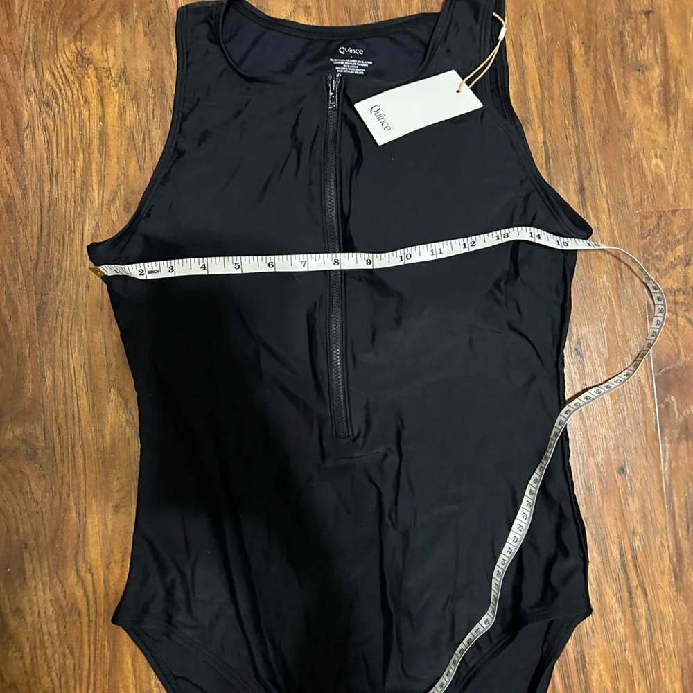 Quince Italian Zip-Front One-Piece Swimsuit in Black Women’s Size Large NWT - Picture 4 of 11